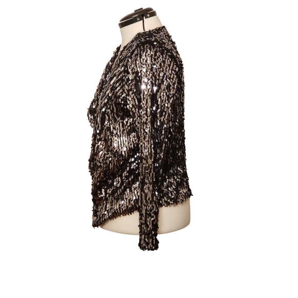 INC International Concepts Woman Open Front Black Sequin Jacket, Size 0X - Picture 4 of 7